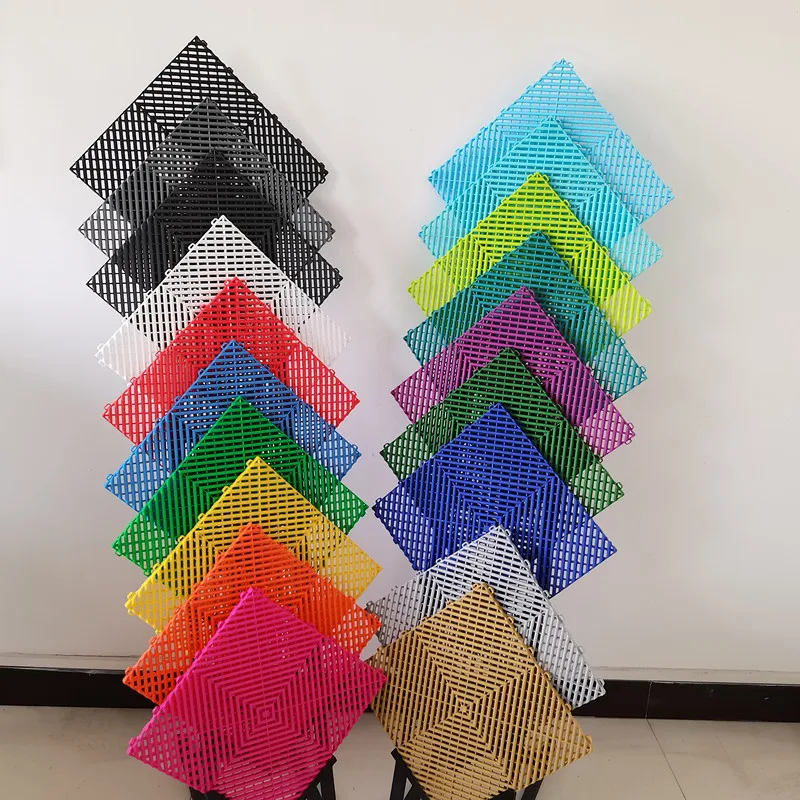 colors customized plastic floor mat for car garage floor tiles interlocking plastic