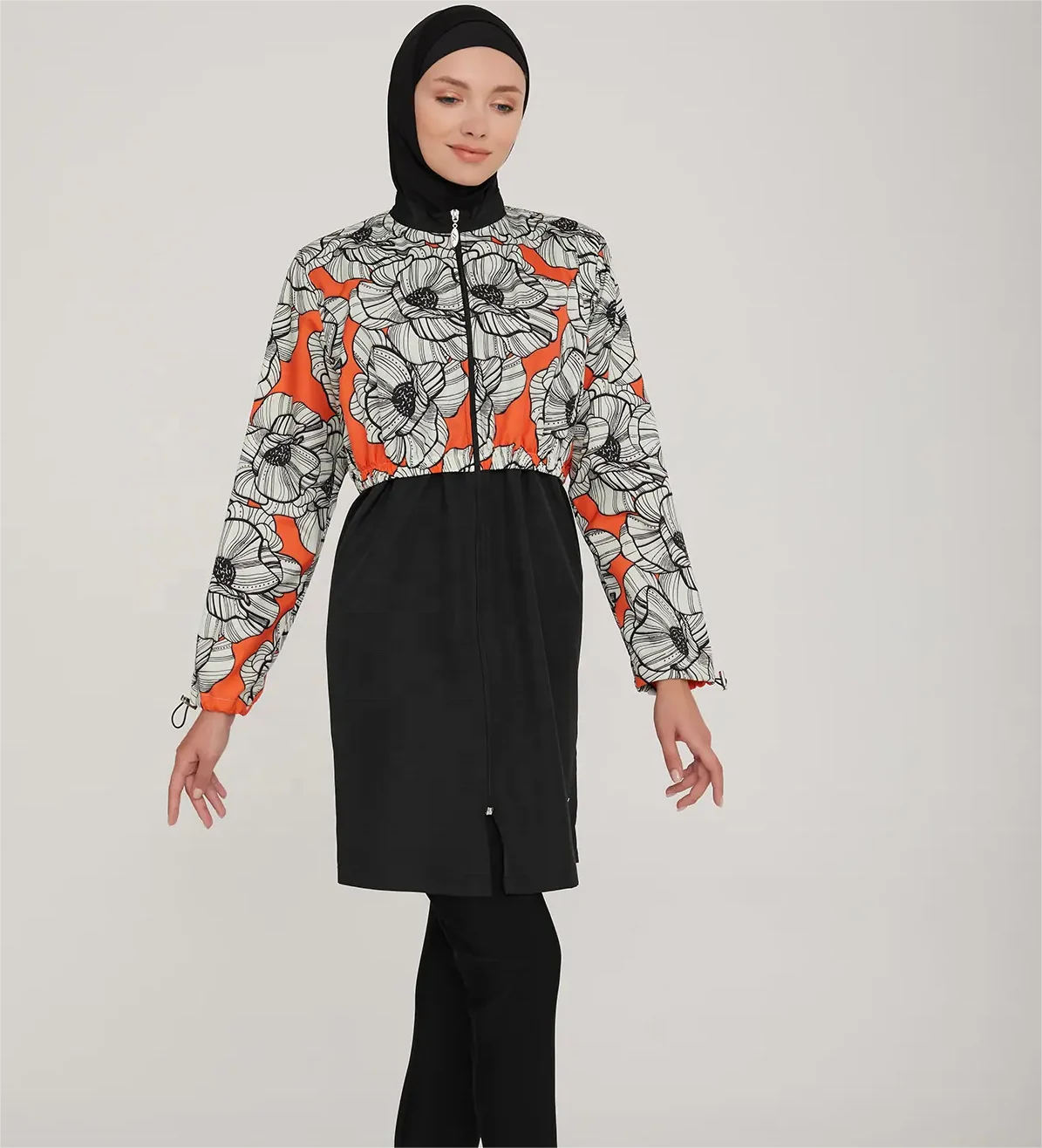 custom print full cover ladies muslim beachwear bikini swimwear women modest hijab swimsuits