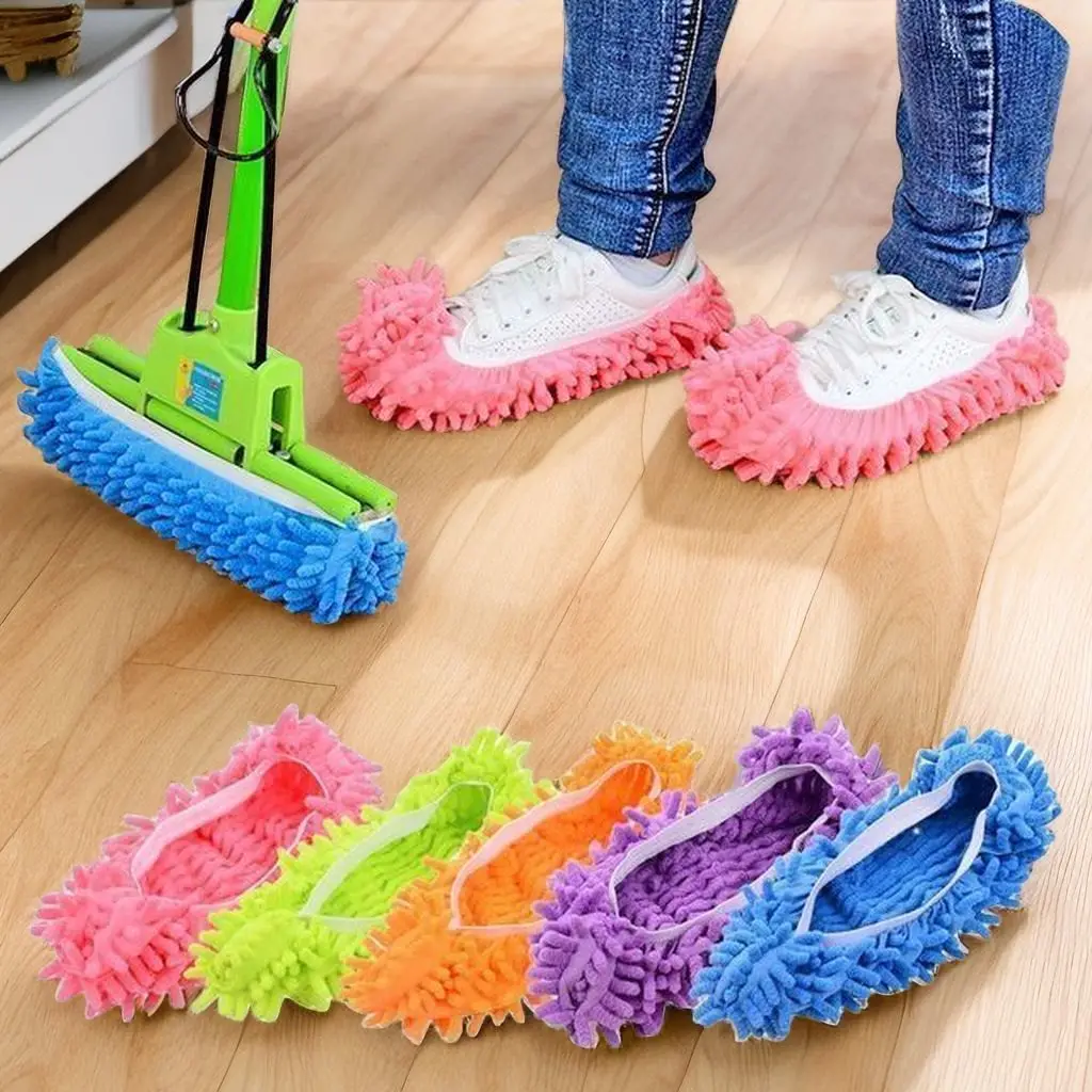 Men Women Sweeper Cleaning Mop Tool Shoes Cover Dust Duster Washable Mop Socks Microfiber Mop Slippers For Floor Cleaning