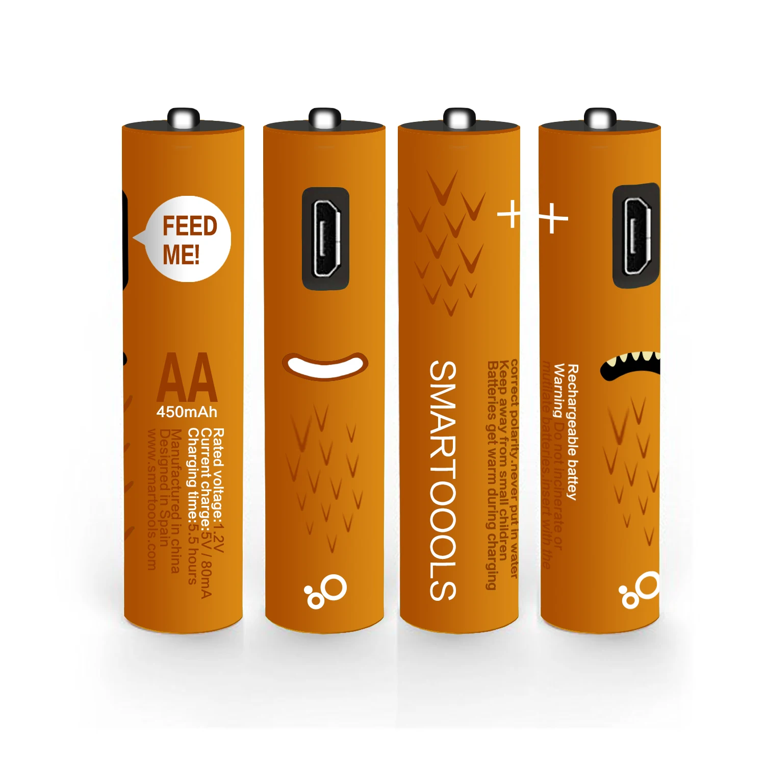 2.2 Pack 4 Pack Micro USB AAA AA Batteries NIMH 1000MAH 450mah Rechargeable USB AA Battery 1.2V Micro USB Rechargeable aaa