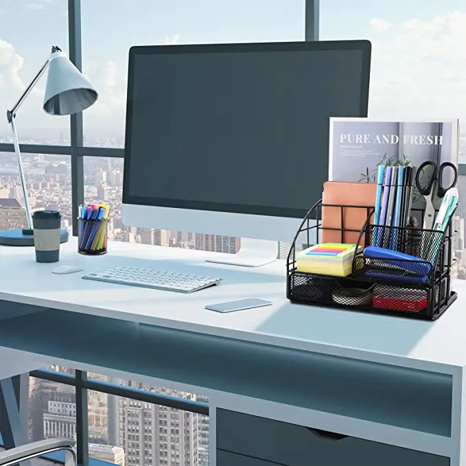 Office Desk Organizer with 6 Compartments + Pen Holder / 72 Accessories