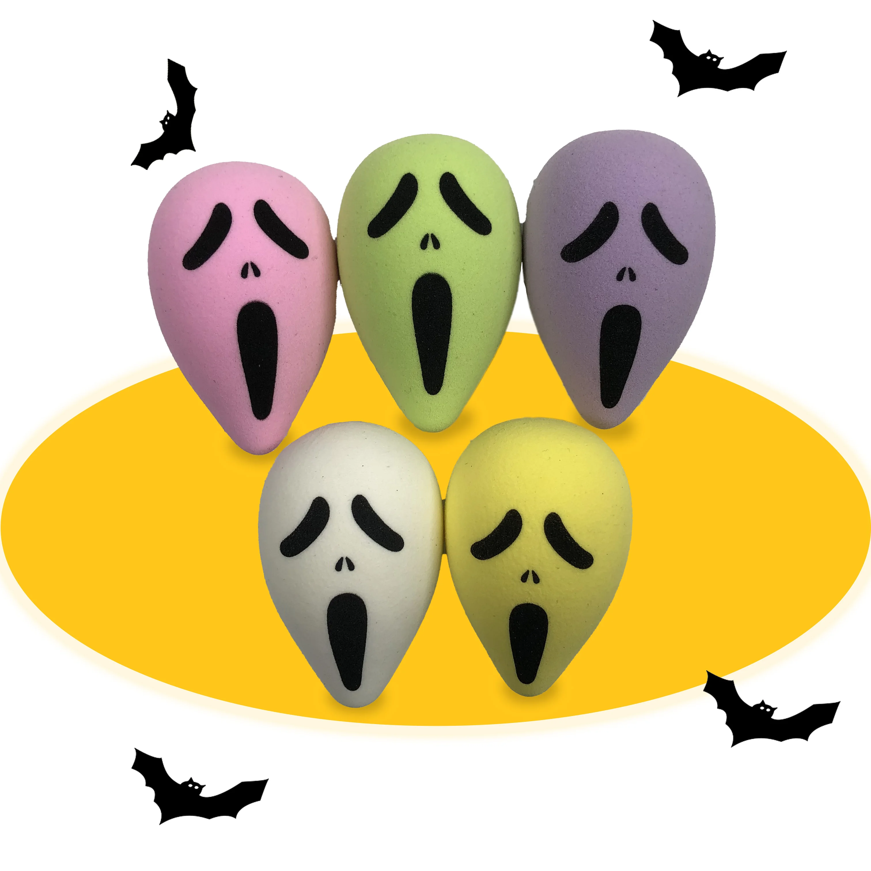 Лидер продаж, губки для макияжа в форме гримасы, настраиваемая косметика для красоты, не латексная губка для макияжа на Хэллоуин