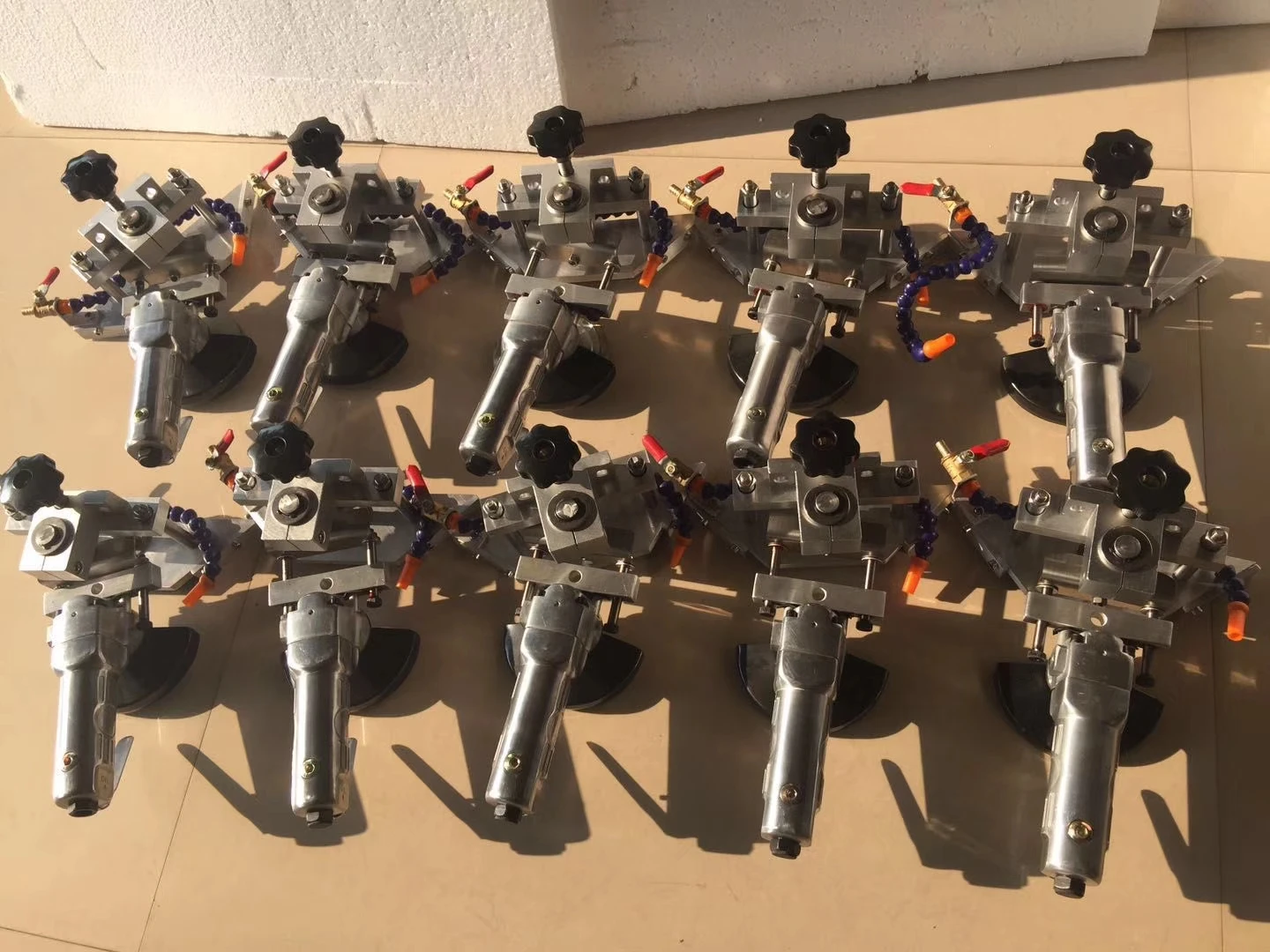 Portable Glass radius corner edging tool for big radius angle by air source