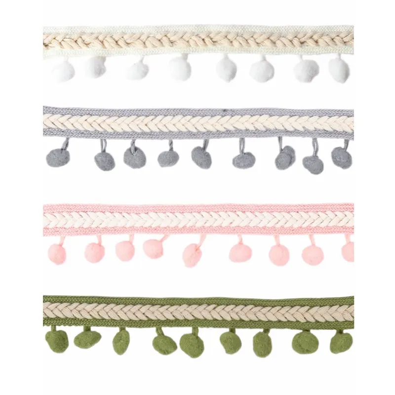 Multi Color Pompom Trim Roll Fringe Ribbon Pom Pom Ball String for DIY Home Curtain Clothes Pillow Decoration
