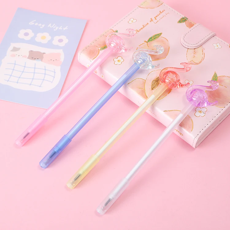 Прямая поставка от производителя, простая акриловая ручка с мультяшным фламинго, гладкая игла для письма, нейтральная ручка