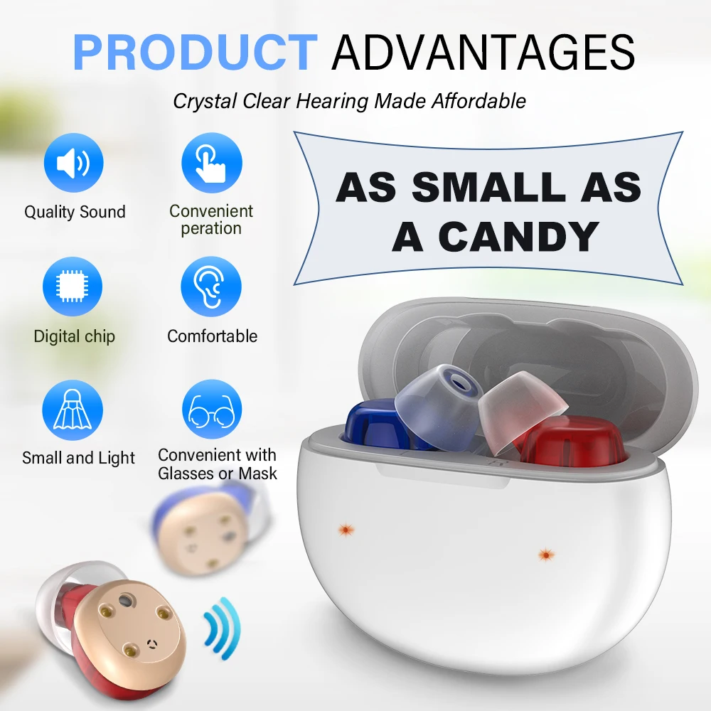 New Best Digital In The Ear Hearing Aid For The Deaf with Longer Battery Life Invisible Hearing Aids