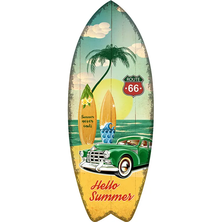 
new wooden plaque retro frame surfboard shape wall art for home decoration 