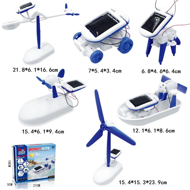 DIY 6 In 1 Solar Toy Assembly Car Robots Science and Technology Educational Puzzle Kids Toys