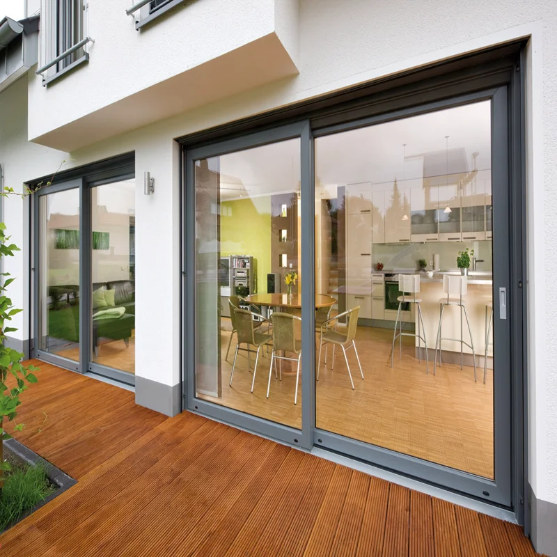 Exterior or Interior Sliding Door Pocket doors Aluminium Glazed Sliding Doors with Optional Low-threshold Track