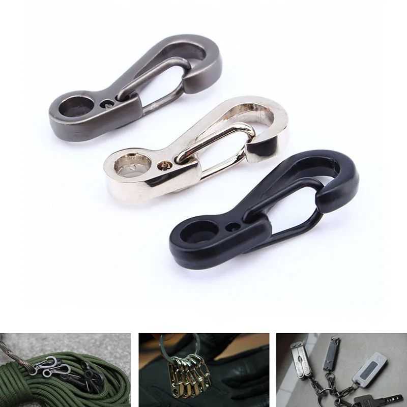Mini Carabiner Clips Spring Hanging Buckle with Metal Wiregate Guard Hook Paracord Tactical Survival Gear