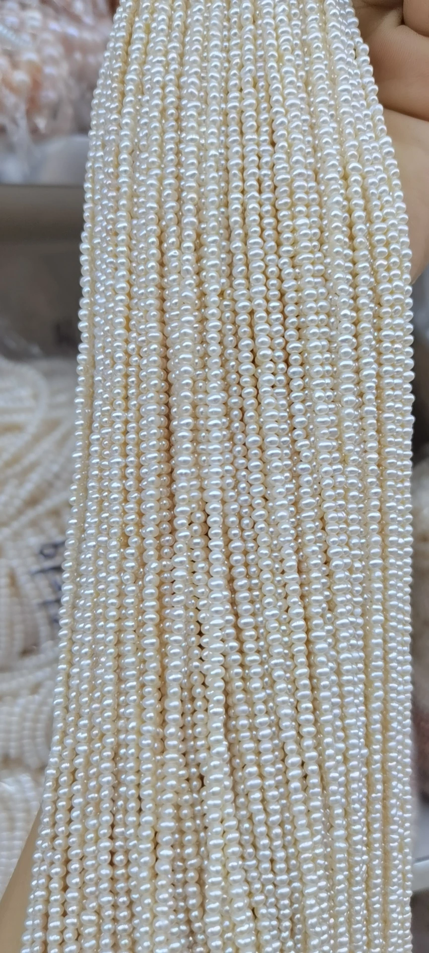 3-4 mm mini near round freshwater pearl AA grade loose in strand wholesale freshwater pearl strand