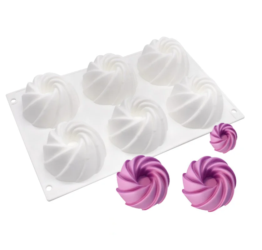 
6-cavity rotary flower food grade silicone cake soap candle ice cream mold for handmade soap making 