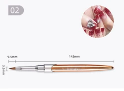 100% Pure Kolinsky Acrylic Nail Brush Custom Logo Aluminum Handle Six Angles Original Crimped Round Kolinsky Acrylic Nail Brush