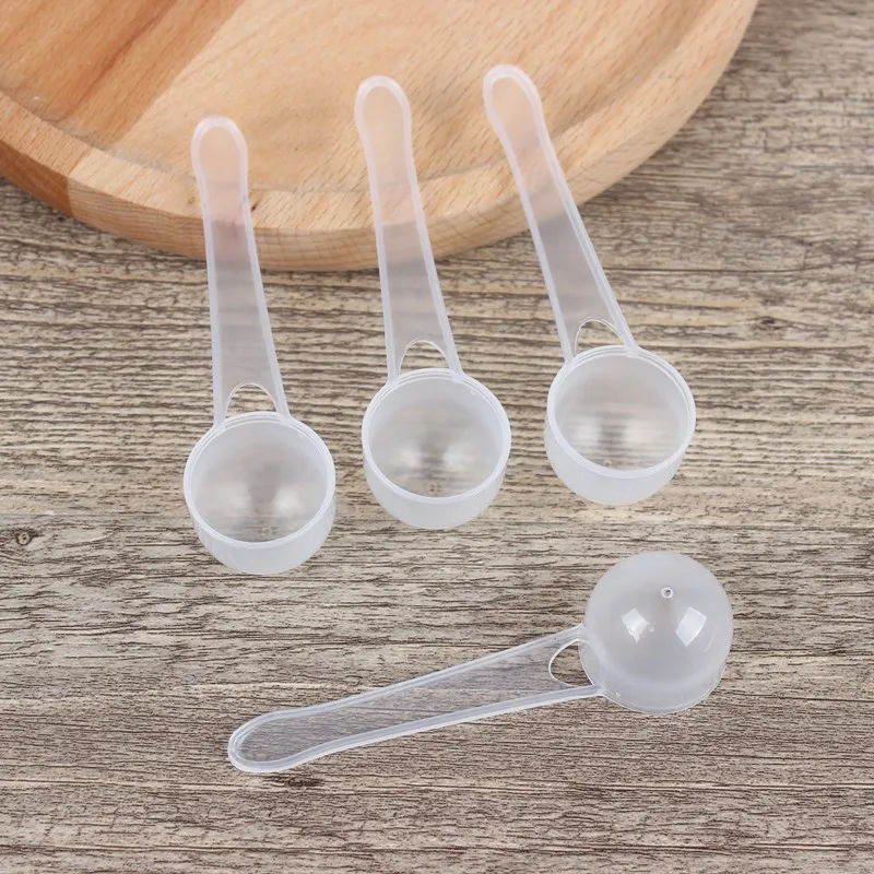 5g 10ml Round Small White Transparent Plastic PP Measuring Spoon For Pets Dog Food Milk Powder