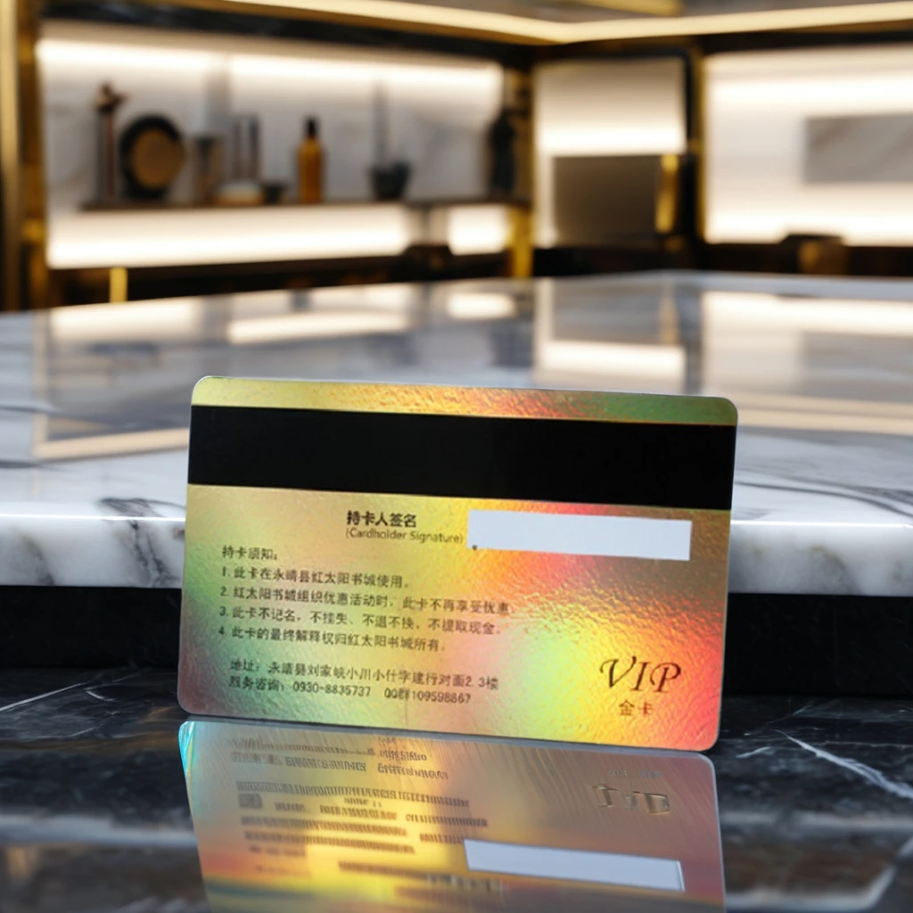 Custom Designed PVC Hologram Business Card with Laser Rainbow Effect Glossy Lamination Offset Printing Special Hologram Finish