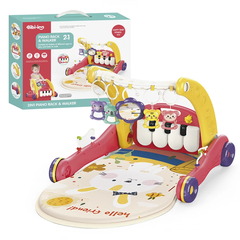 Rack and Walker Baby 2 in 1 Play Mat for Toddlers with Music Baby Walker for Learn to Walk Push/Pull Toys & Walkers