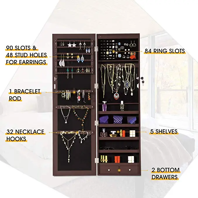 wooden jewelry showcases display  mirror cabinet