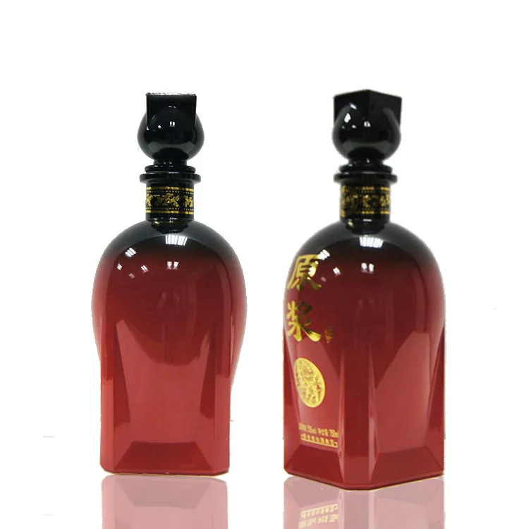 custom color painting 750ml liquor vodka glass bottles  with glass lid