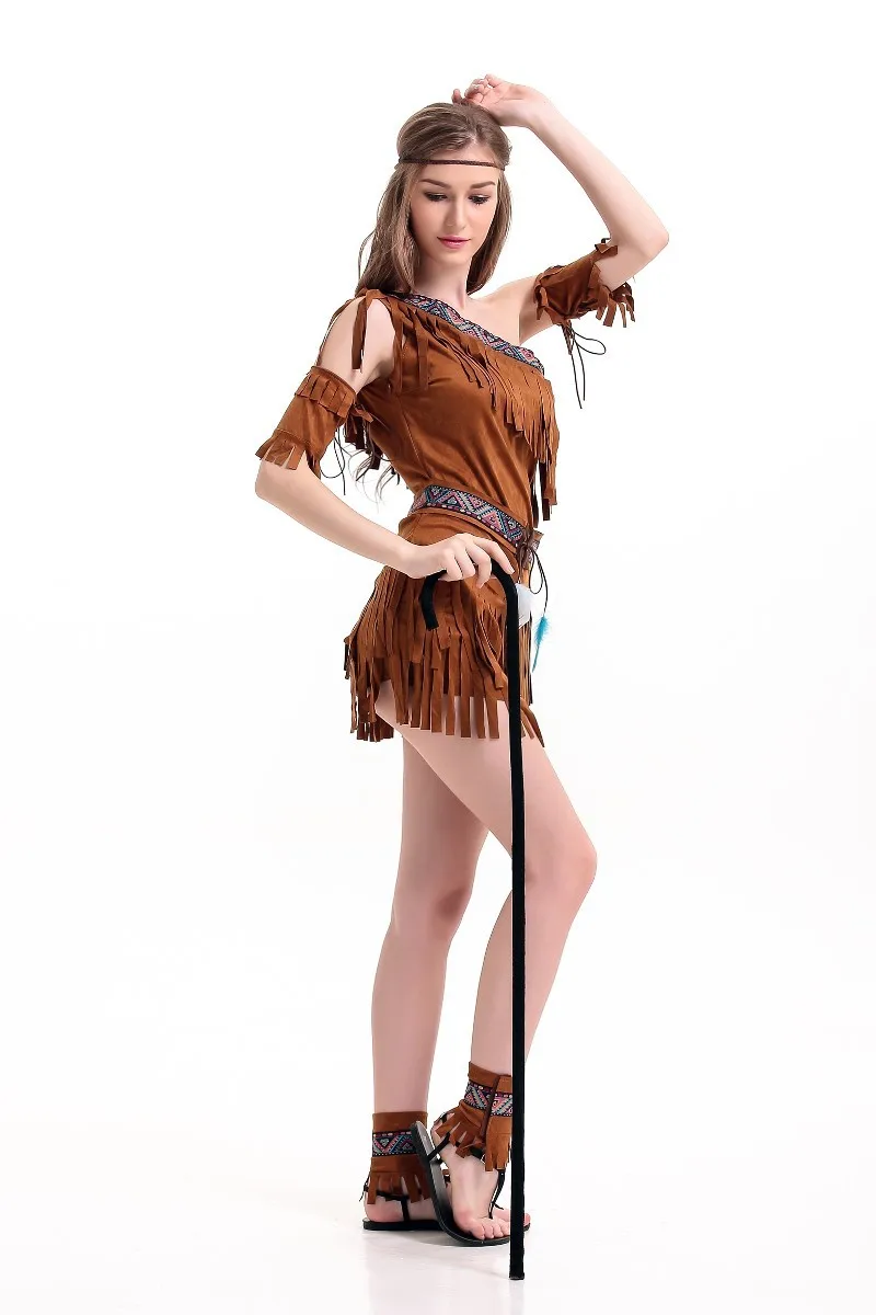 Carnival Party Cosplay Costume Women Pocahontas Native American Indian Wild West Fancy Dress