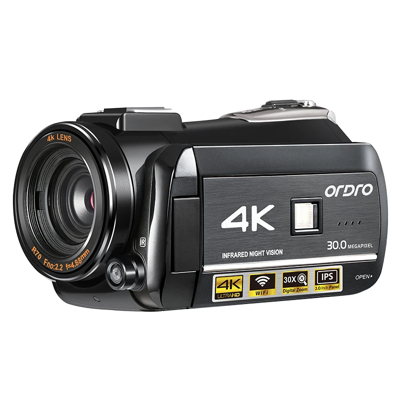 OEM ODM Video Camera ORDRO 4K 30 FPS IR  Digital Professional Camcorder WiFi Camera