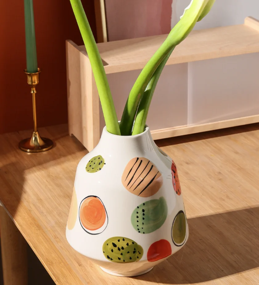 High aesthetic painted vases for home, living room, study, hydroponic flower arrangement, Nordic style minimalist ceramic vases