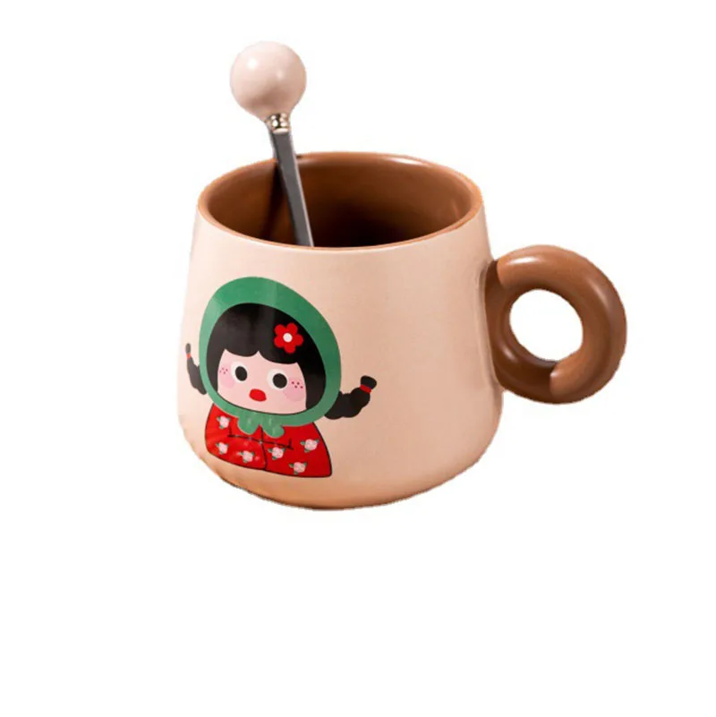 UCHOME Boy Girl Nordic Ceramic Coffee Couple Mugs with Spoon Wholesale Porcelain Water Milk Tea Cup Gift Set for Wedding