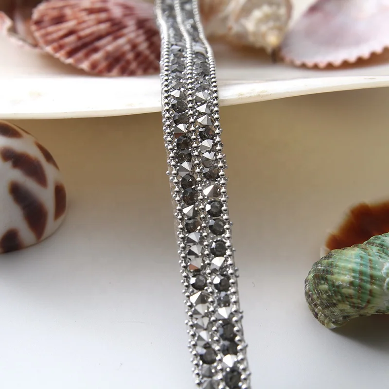 
Kavatar Wholesales Hotfix trimming rhinestone hotfix banding triple Copper bead chain rhinestone transfer tape iron trimming 