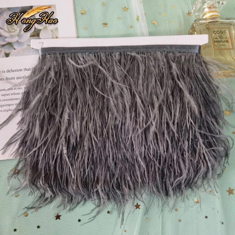 Dyed Ostrich Feather Ribbon Trims for Garments Skirts Dresses-Factory Direct Fringe Trim and Fringe Ostrich Feathers