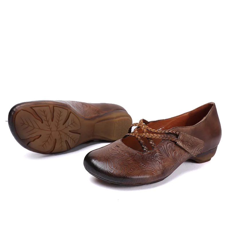 2019 Autumn Female Shoes Sandals Hook And Loop Ladies Leather Shoes