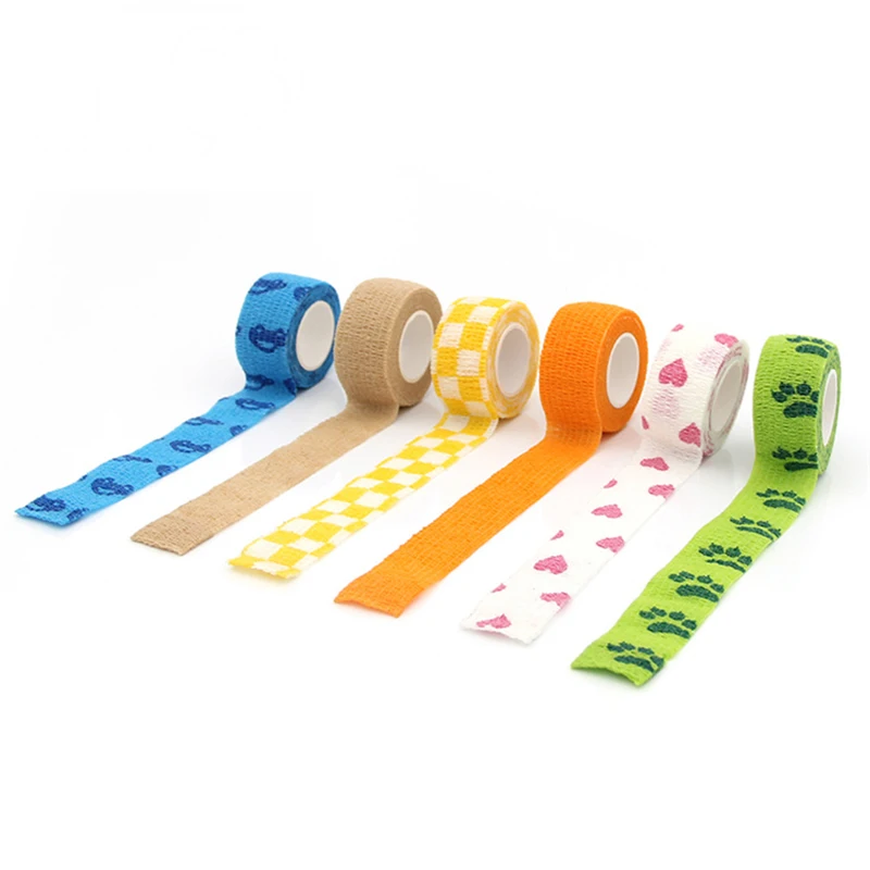 Bulk Wholesale Paw Printing Vet wrap Elastic Self Adhesive Medical Cohesive Bandage Vet Tape