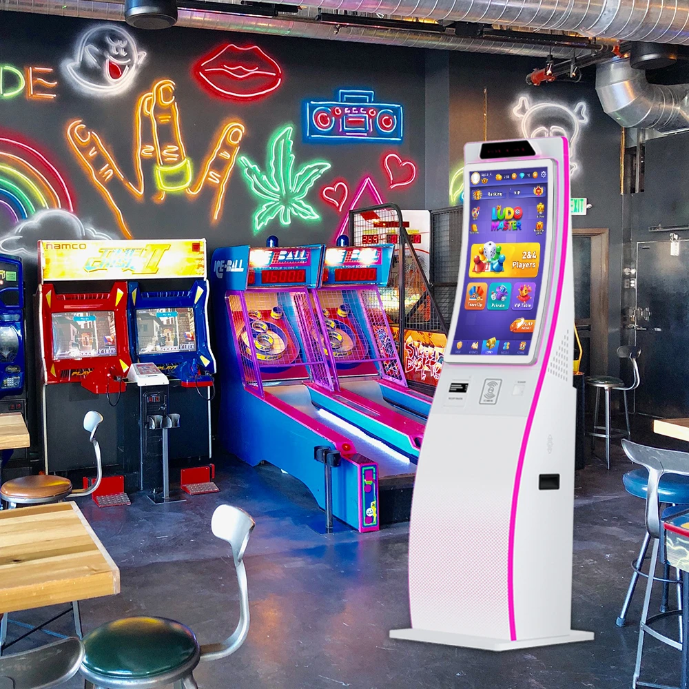 Cabinet kiosk 23.6/32 inch nfc/rfid contactless card reader bill acceptor&recycler atm self service kiosk casino