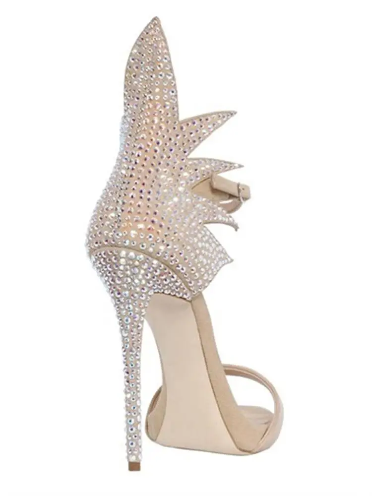 HMS62 fashion wholesale factory chengdu summer rhinestones suede women shoes high heel sandals