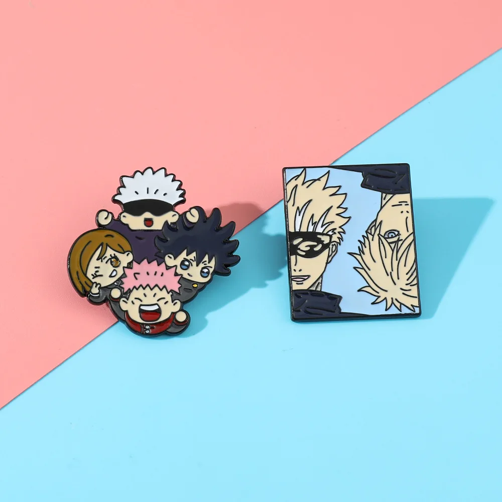 Cosplay 2 Styles Creative Characters Metal Enamel Pins Anime Jujutsu Kaisen Brooch for Fans
