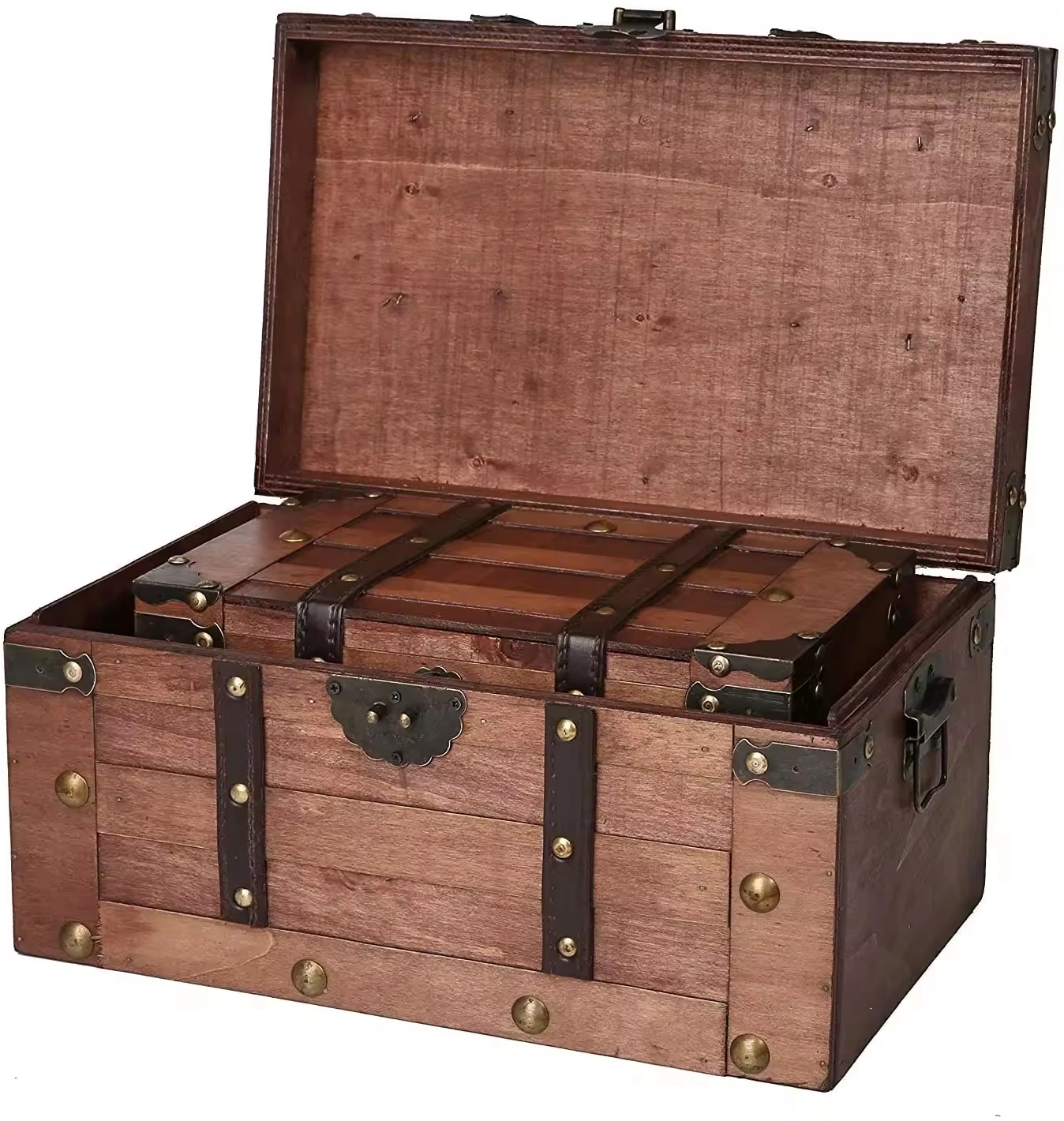 Custom size vintage treasure chest handmade antique large wood packaging box