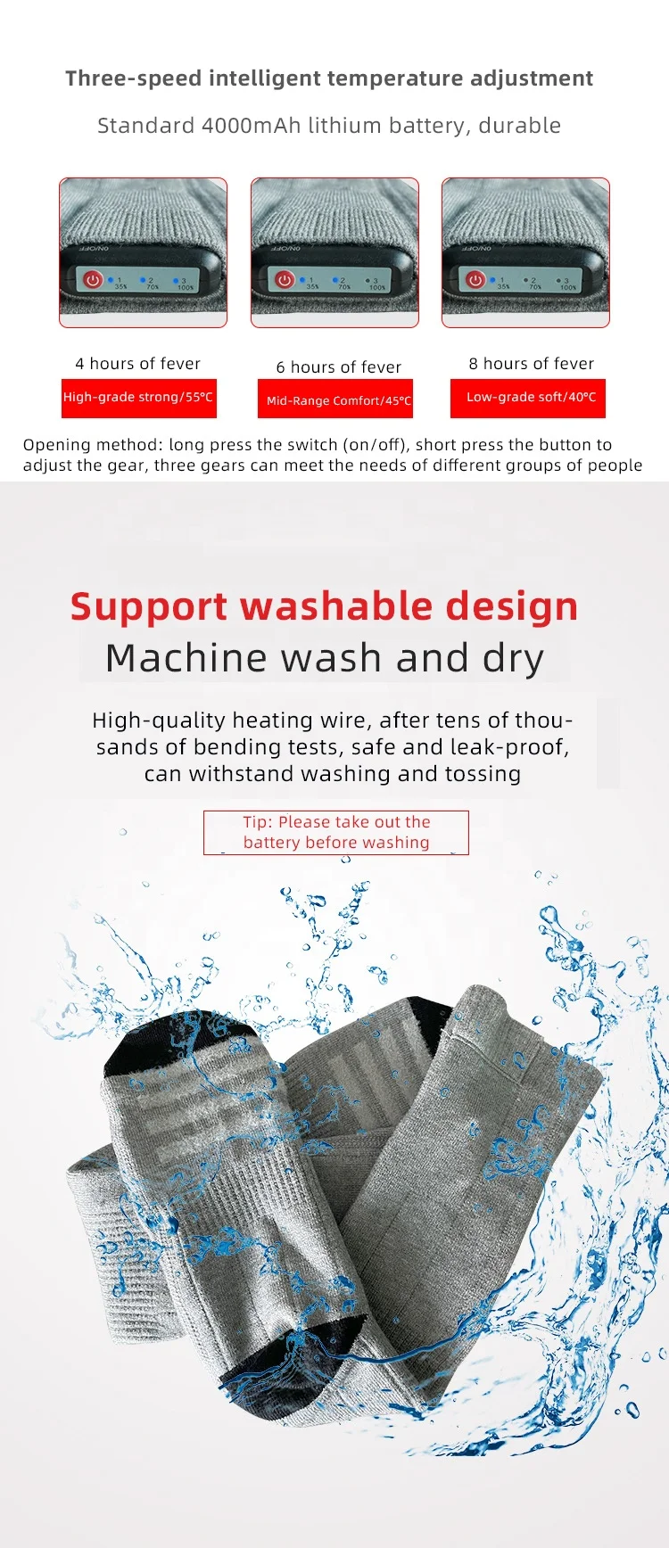 Wholesale Custom Winter Outdoor Ski Women Men Rechargeable Battery Electric Heated Socks