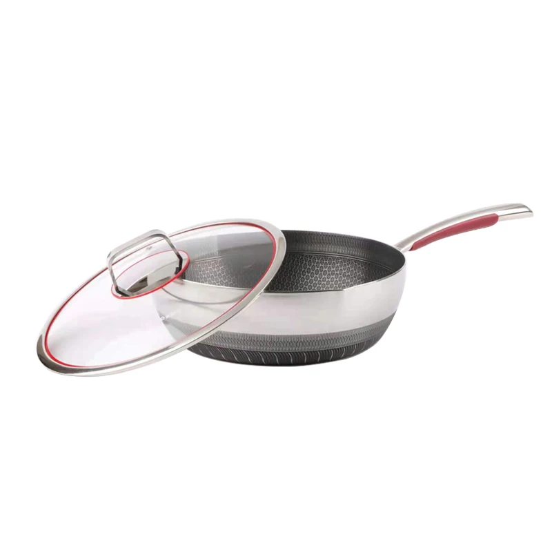 Round Stir-frying pan 30cm 316 stainless steel non stick wok with handle
