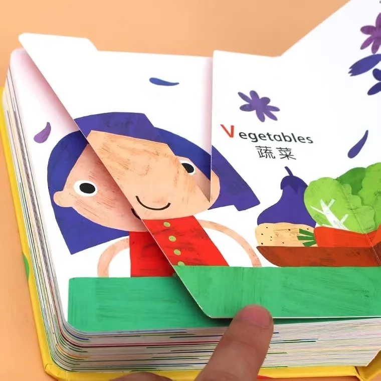 Factory custom kids board book publishing printing services children cardboard lift flap book for children story books