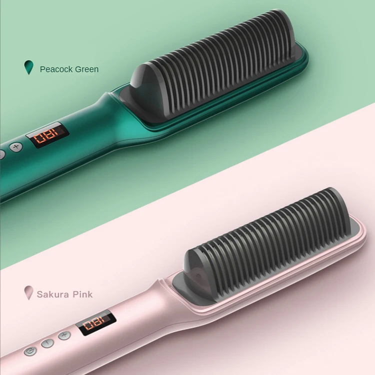 Portable Hair Straightener Fast Heating 17 gear adjust negative ions Electric Brush Hair Straightener With LCD Display