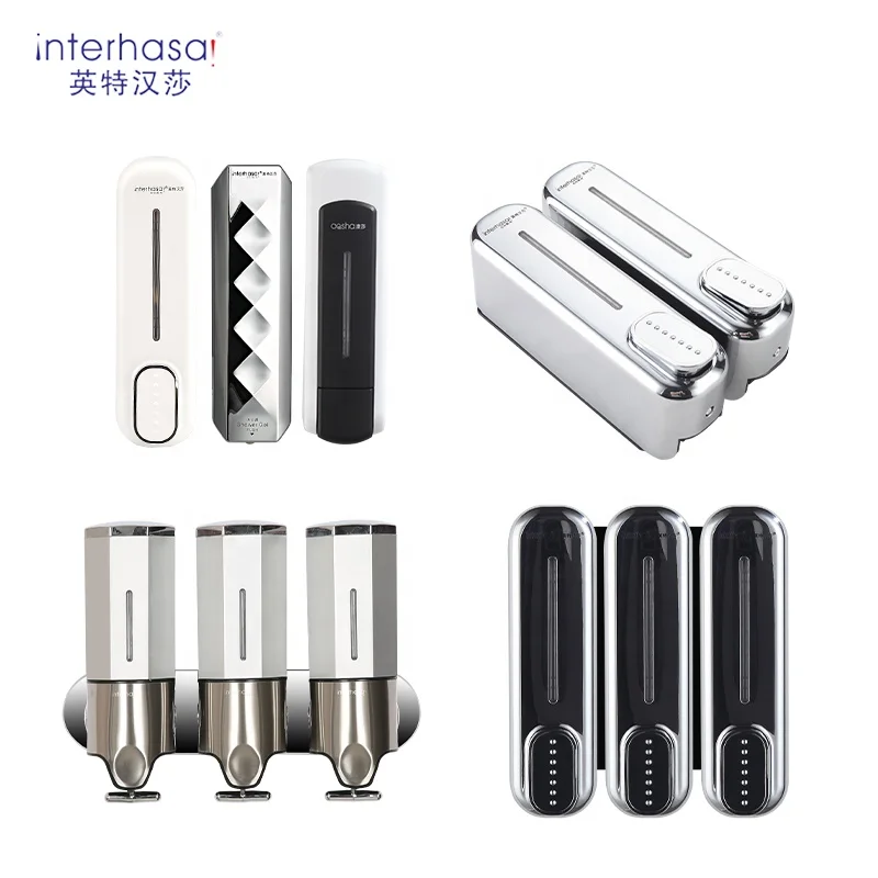 Ванная комната настенный тройной 3x350 мл Кондиционер для волос шампунь мытья рук Пластиковый черный 3 гель душа ручной дозатор мыла черного цвета