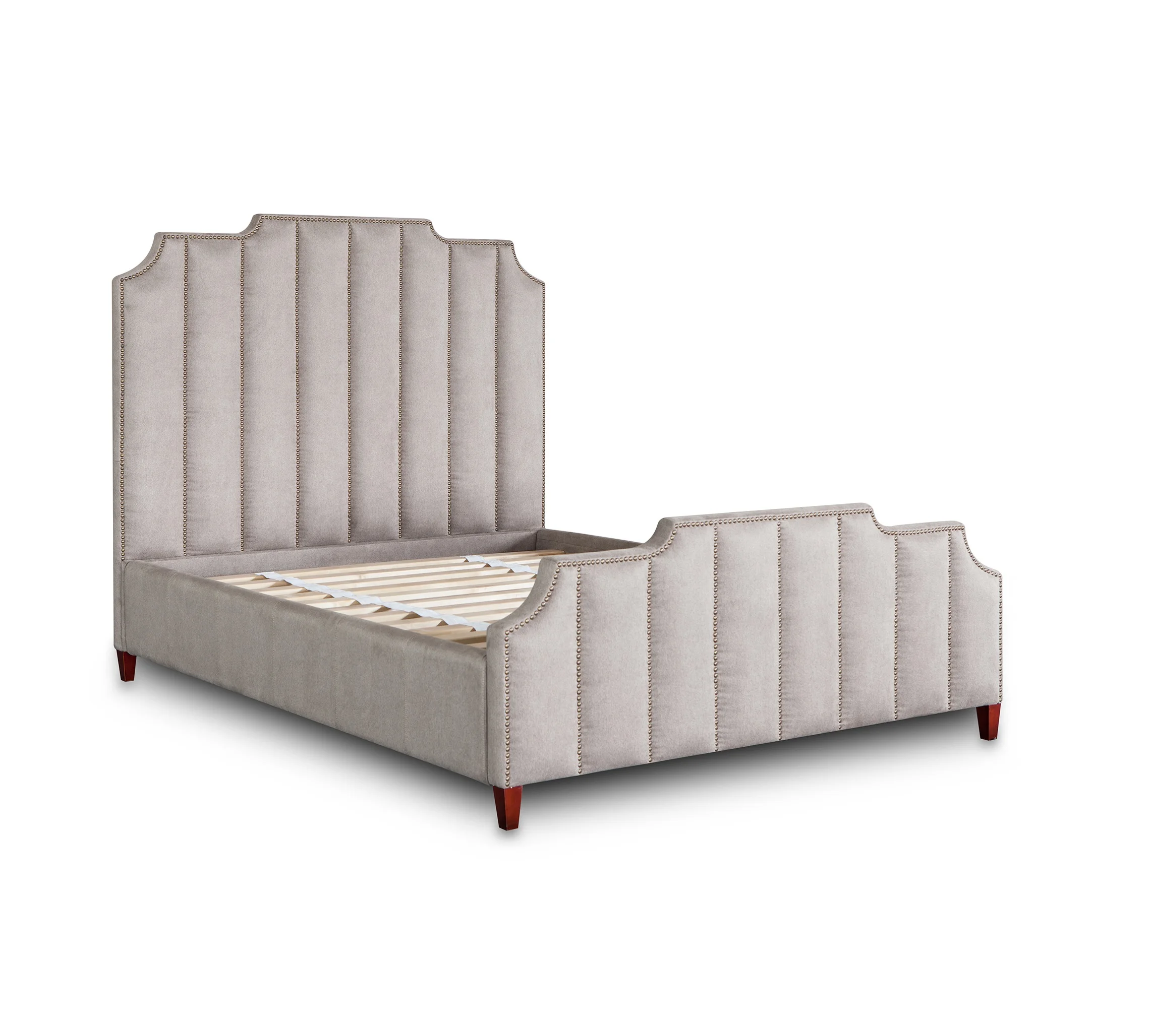 
Classical king size solid wood support fabric platform bed 