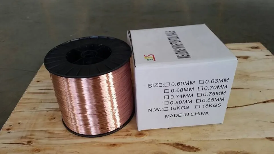 0.6/0.7/0.8mm copper coated mild steel welding wire for coil nails