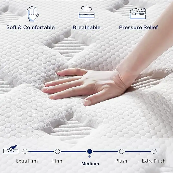 refreshed deep sleep 7 zones soft flocking cover double queen king bed mattress with built-in air pump in a box