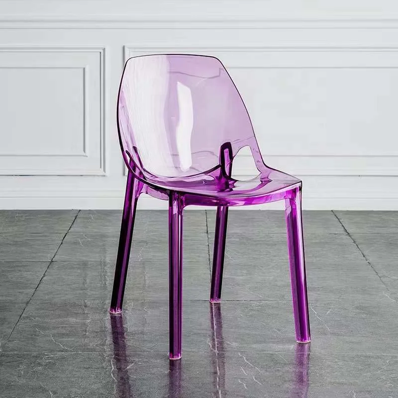 Modern Dining Chairs Transparent Purple Dining Chair Plastic PC Restaurant Dining Chair