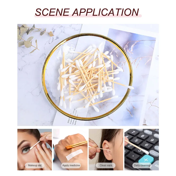 Cotton Bud Eco Friendly Biodegradable Organic Paper Wooden Bamboo Qtips Q-tips Q Tips Cotton Tiges Swab Ear Bud Sticks