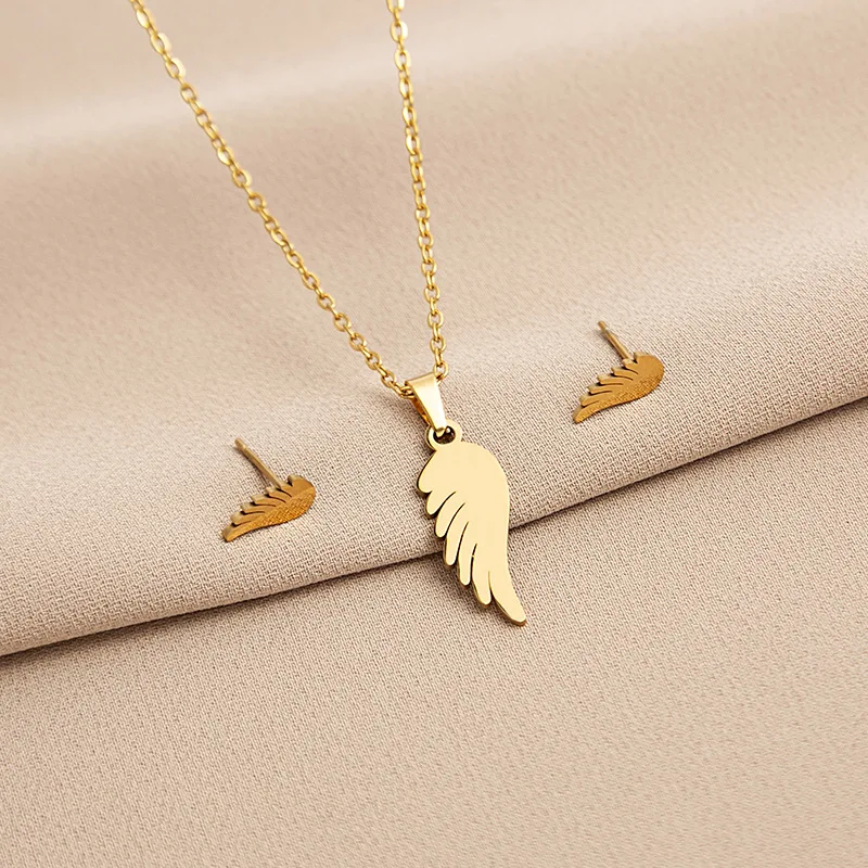 X376 Fashionable Titanium Stainless Steel Star Necklace Set Titanio gioielli in acciaio inox stelle cadenti collana orecchio set