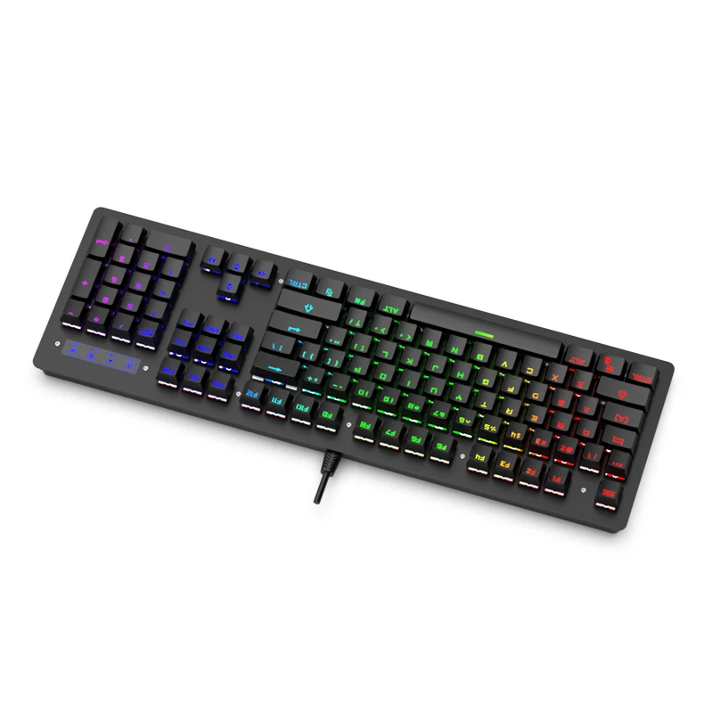 Mechanical Keyboard USB Wired Ergonomic Backlit Mechanical Feel Gaming Keyboard with Aluminium Alloy Panel