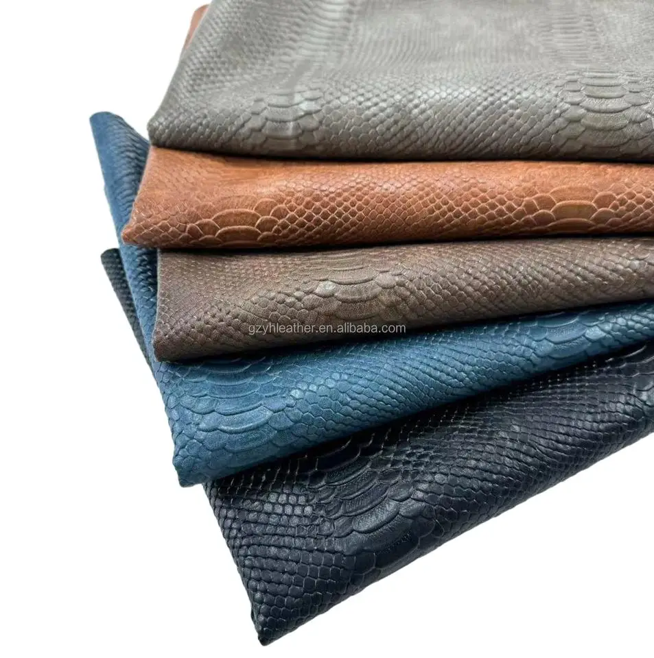 Vintage PVC Synthetic Fabric Bag Snake Printed Embossed Faux Leather for Furniture Sofa Chair Garment Decorative Sandal Car Use