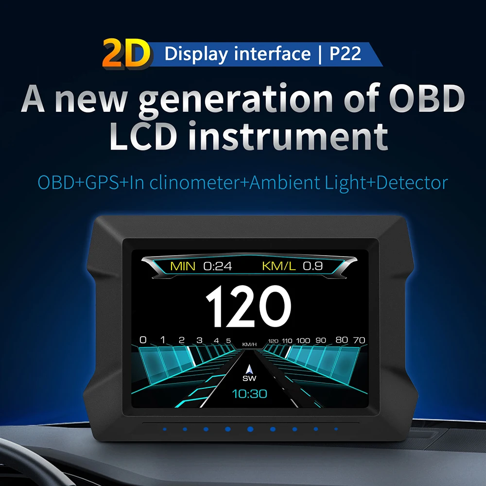 Совершенно новая версия P22 Car HUD OBD2 + GPS Счетчик наклона ЖК-дисплей hud с 12 видами языков проекционный