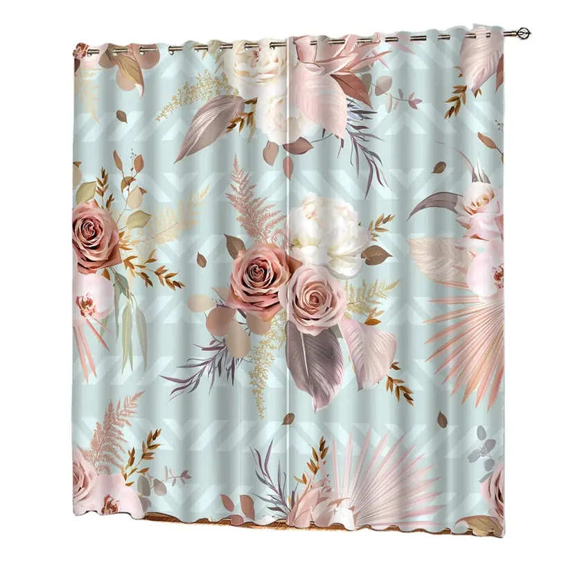 Manufacturer sales wholesale price cheap 3D floral print curtain for living room