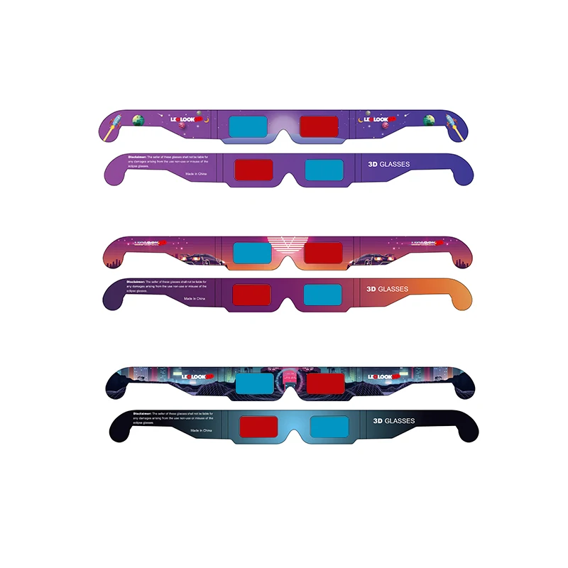 Custom Printing Red Blue 3D Paper Glasses Cardboard 3D Game Glasses for Computer telephone TV